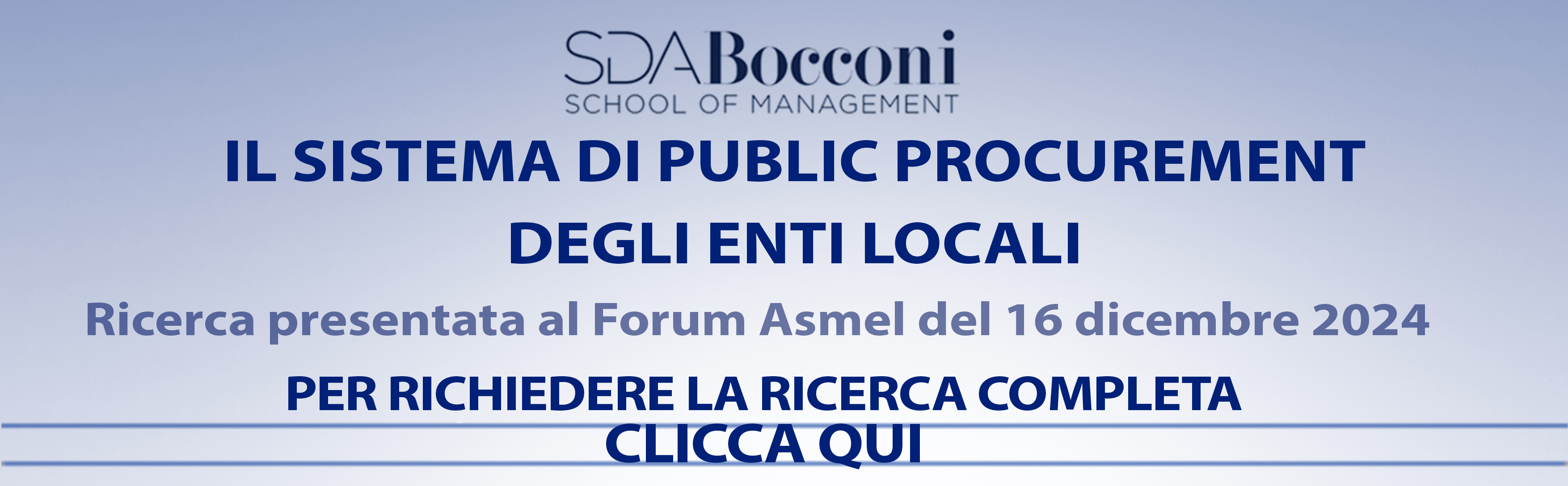 Il sistema di public procurement degli Enti Locali _ ricerca SDA Bocconi