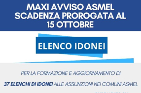MAXI AVVISO ASMEL: SCADENZA PROROGATA AL 15 OTTOBRE